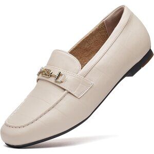 Women's Beige Polyurethane (PU) Leisure Slip On Casual Work Walking Flats Shoes